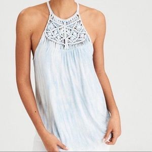 AMERICAN EAGLE Soft & Sexy Blue Tie-Dye Tank Top Size- XS